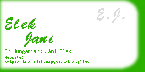 elek jani business card